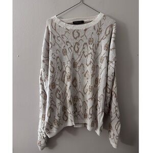Patterned Cream & Tan Sweater